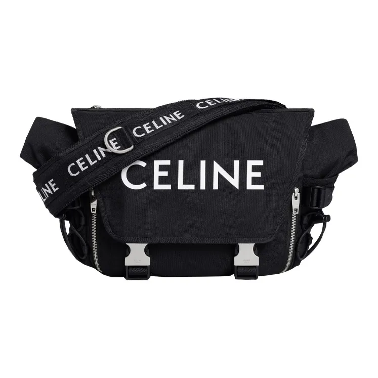CELINE Polyamide Messenger Bag Shoulder Bag Men's Black Silver-1