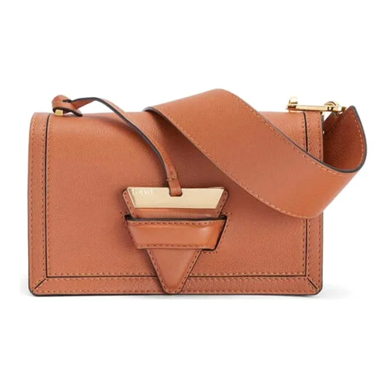 LOEWE Barcelona Soft Grained Calfskin Messenger Bag Handheld Shoulder Bag Crossbody Bag Women's Tan-0