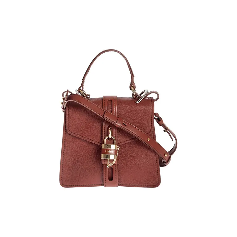 Chloe Grain Leather Handbag, Shoulder Bag Small Size Women's Tan-0
