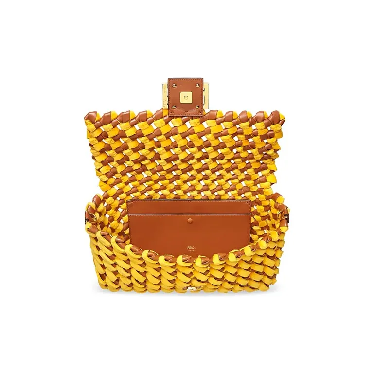 FENDI Baguette Sheepskin Handbag Regular Women's Yellow-3