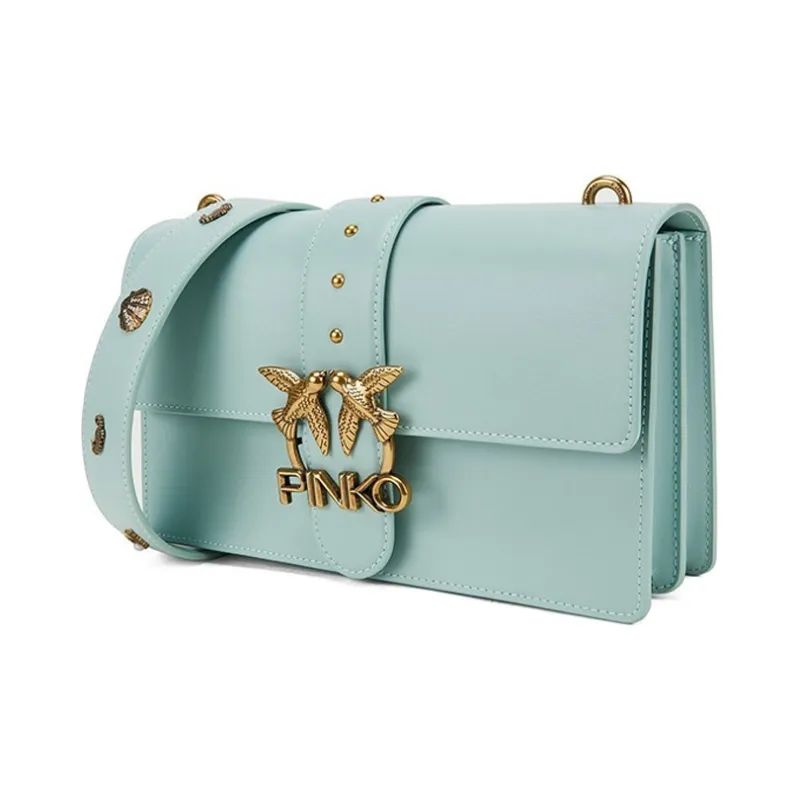 PINKO Cow Leather Swift Bag Shoulder Bags Women's Green-1