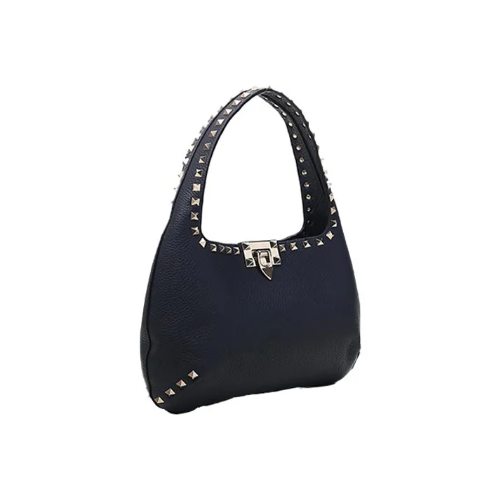 Valentino Cow Leather One Shoulder Handbags Women's Black-1