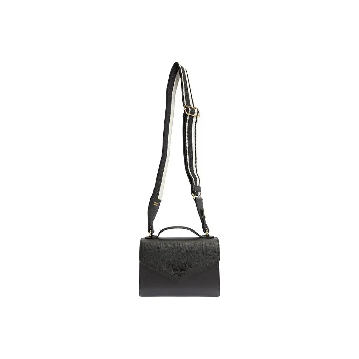 PRADA Saffiano Cow Leather Shoulder Bag Crossbody Bag Handbags Regular Women's Black-5