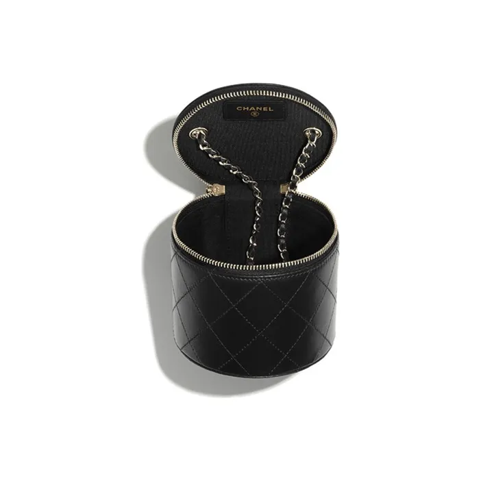 CHANEL Lambskin Cylinder Bag, Shoulder Bag Women's Black-4