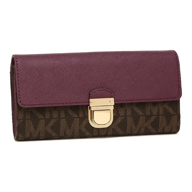 MICHAEL KORS Bridgette PVC Coated Canvas With Leather Wallet Women's Brown-1