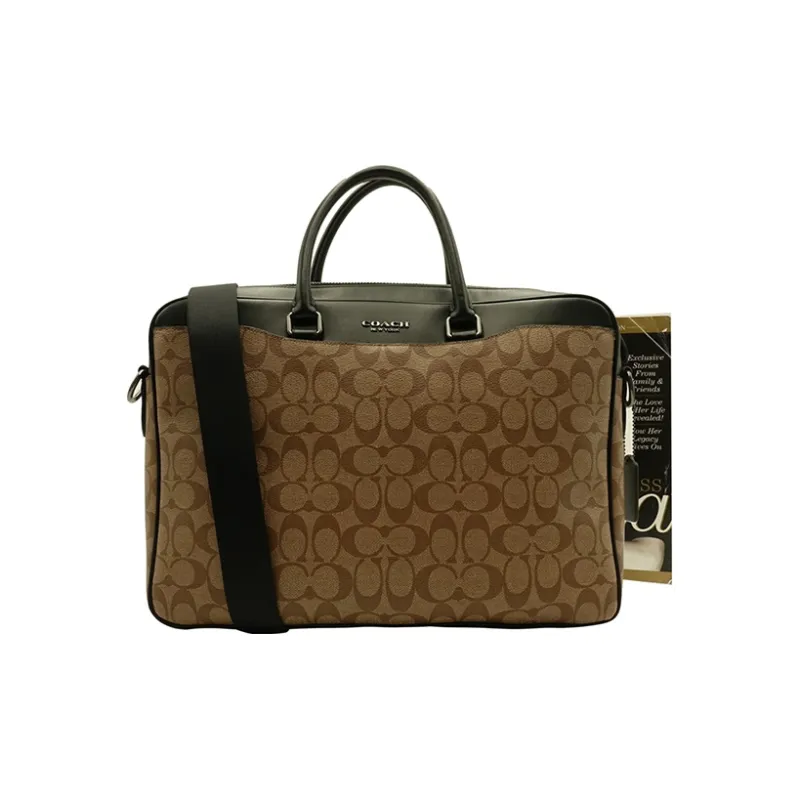 COACH Beckett Canvas With Leather Crossbody Handbag Tubas Men's Dark Khaki & Black-4