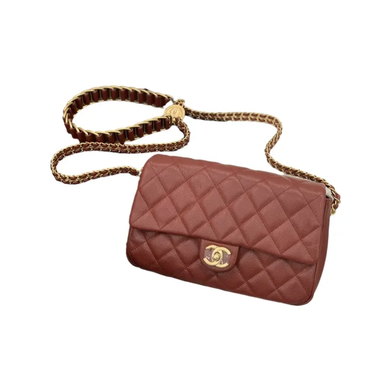 CHANEL Classic Flap CF Calfskin Gold Coin Bag, Shoulder Bag, Crossbody Bag Women's Red-1