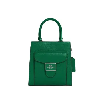 COACH Pepper Leather Handbag Small Square Bag Crossbody Bag Small Size Women's Green