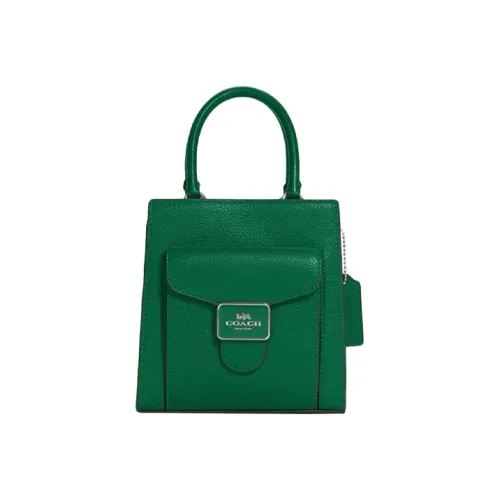 COACH Pepper Leather Handbag Small Square Bag Crossbody Bag Small Size Women's Green