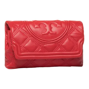 TORY BURCH Fleming Sheepskin Clutch Women's Red