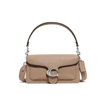 COACH Tabby Glossy Pebbled Cow Leather Shoulder Bag Crossbody Bag Handbag Medium Size Women's Coffee