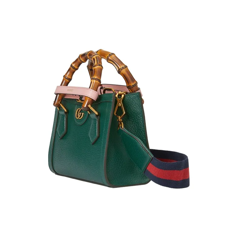 GUCCI Diana Leather One Shoulder Handbags Mini Women's Green-2
