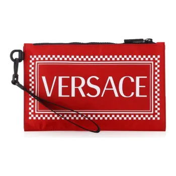 VERSACE Nylon Clutch Unisex Red