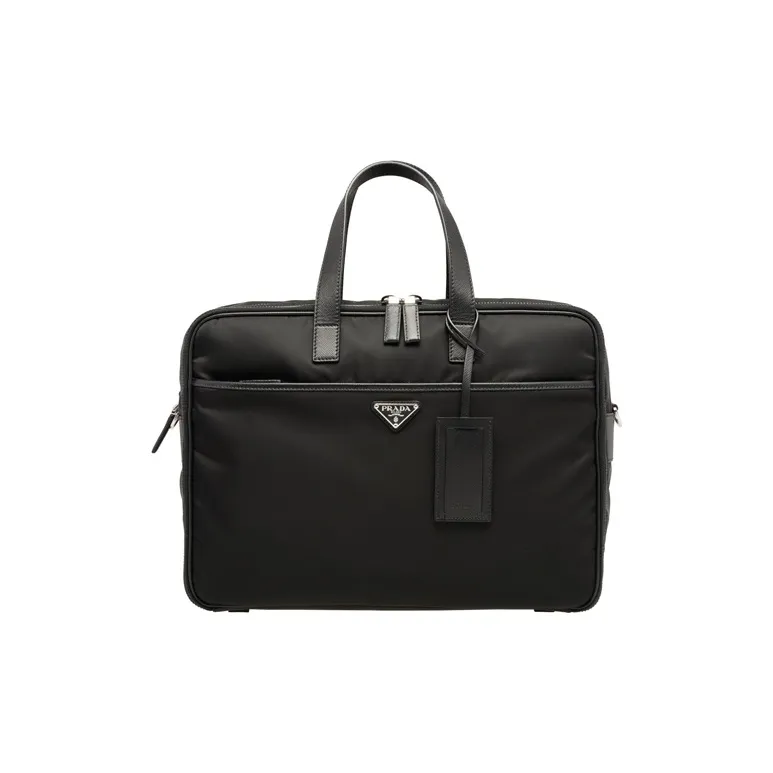 PRADA Nylon And Leather Briefcase Laptop Bag One Shoulder Handbag Crossbody Bag Men's Black-0