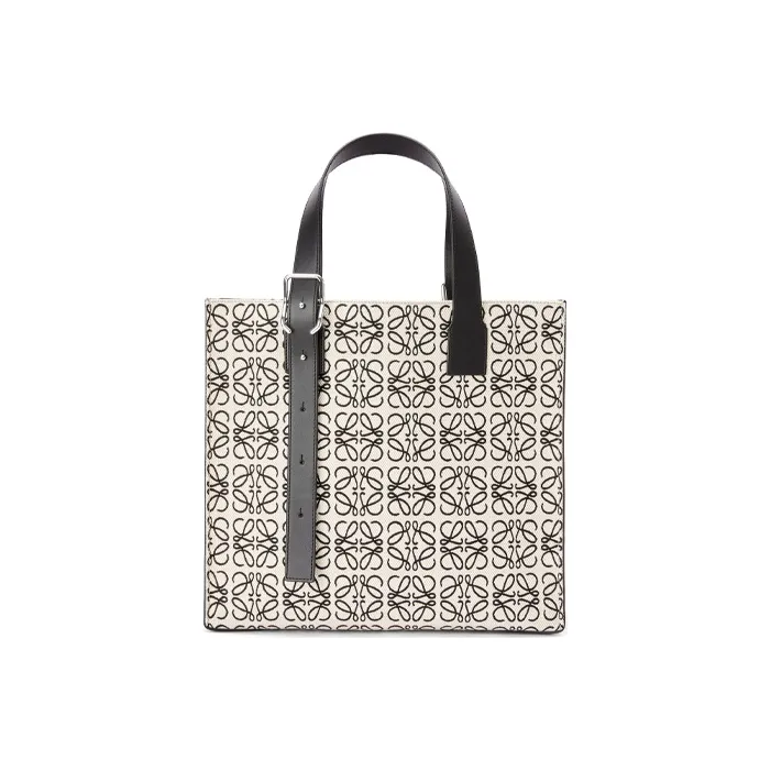 LOEWE Jacquard Fabric With Cow Leather Tote Bag, Shopping Bag, Handbag, Shoulder Bag Women's-0