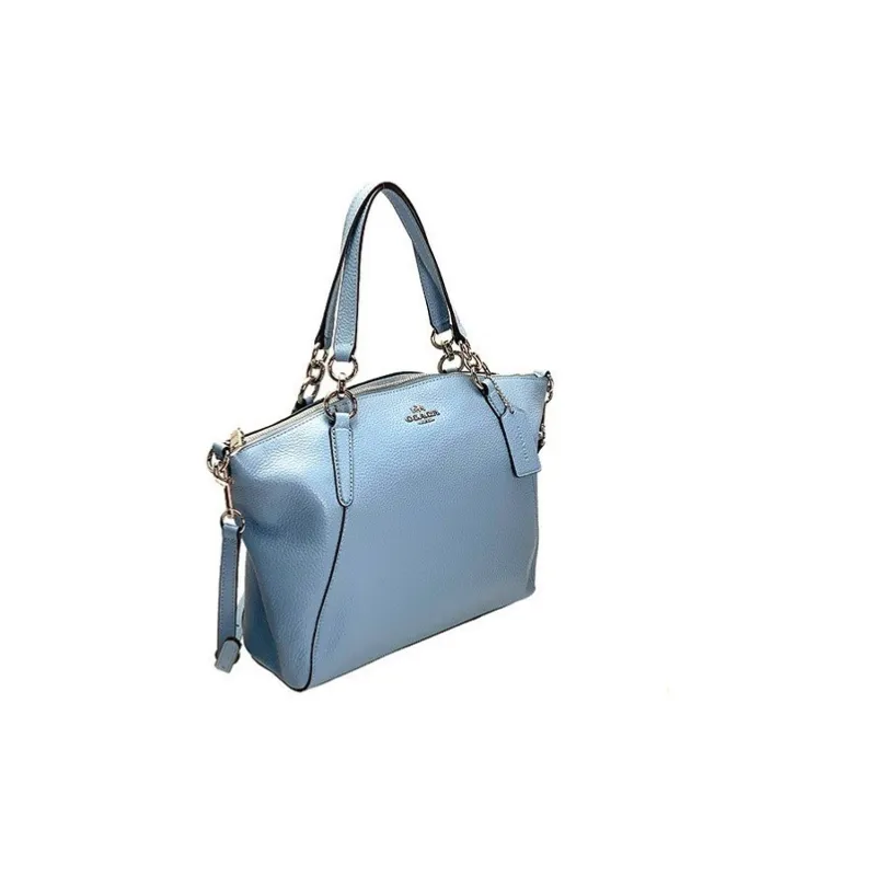 COACH Kelsey Leather Dumpling Bag, Shoulder Bag, Crossbody Bag, Handbag Women's Light Blue-1