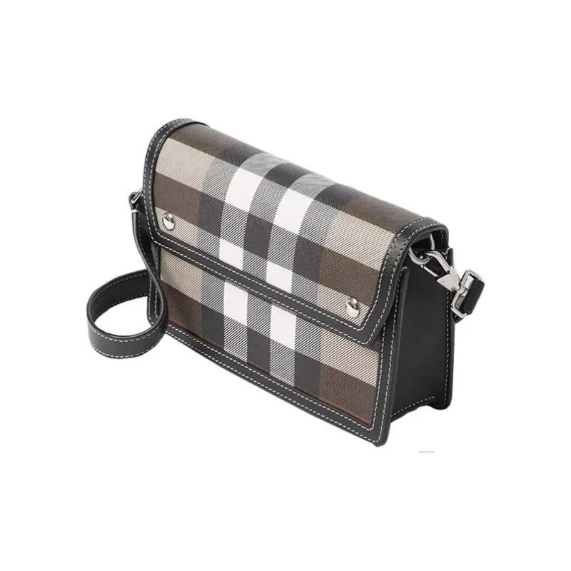 Burberry Canvas With Leather Shoulder Bag Crossbody Bag Unisex Dark Brown-2
