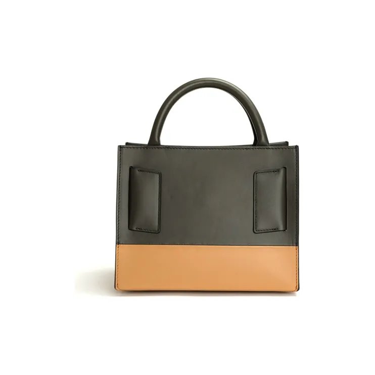 BOYY Calfskin Shoulder Bag, Crossbody Bag, Handbag Medium Size Women's Dark Gray & Ginger Yellow-2