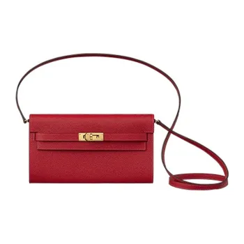 HERMES Kelly To Go Epsom Leather Wallets Shoulder Bag Crossbody Bag Women's Q5 Rouge Casaque Red