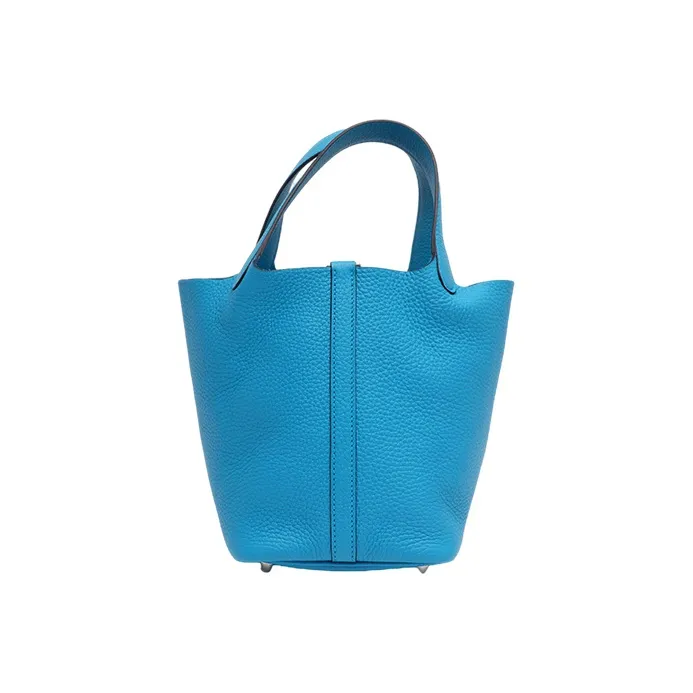 HERMES Picotin Lock Clemence Bullock Leather Basket Bag Handbag Bucket Bag Women's Frida Blue-3