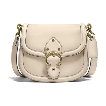 COACH Beat Leather Saddle Bag Shoulder Bag Crossbody Bag Medium Size Women's White