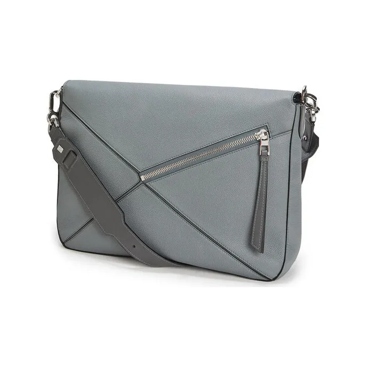 LOEWE Puzzle Soft Grained Calfskin Puzzle Bag Geometric Bag Messenger Bag Shoulder Bag Crossbody Bag Men's Gray-1