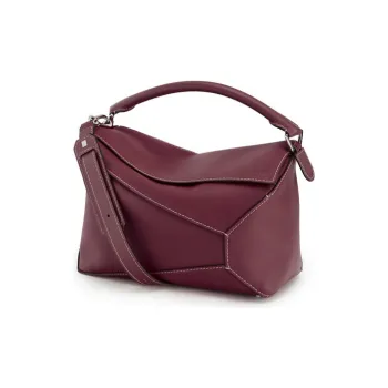 LOEWE Puzzle Cow Leather Geometric Bag Puzzle Bag Shoulder Bag Crossbody Bag Handbag Large Size Men's Burgundy