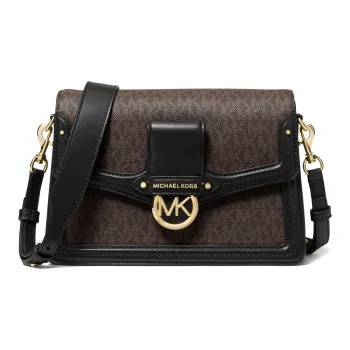 MICHAEL KORS Jessie Leather Messenger Bag, Crossbody Bag, Shoulder Bag Women's Brown Black