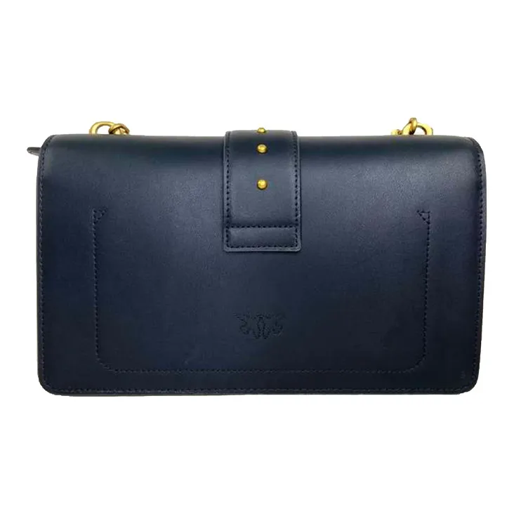 PINKO Cow Leather Shoulder Bag, Crossbody Bag Mini Women's Black & Black Gold-1