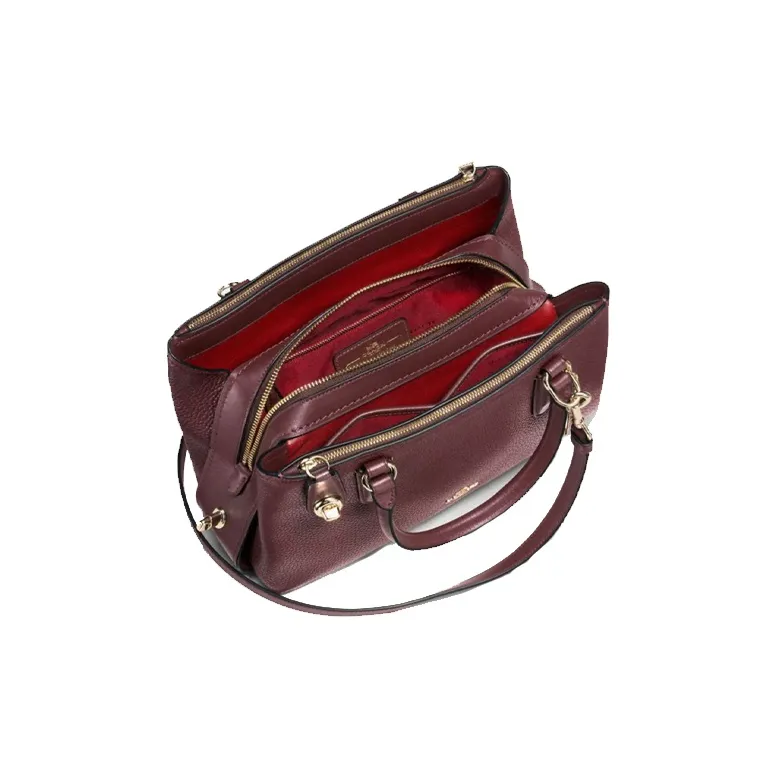 COACH Brooklyn Grained Calfskin Tote Handbag, Crossbody Bag, Shoulder Bag, Crossbody Bag Regular Women's Dark Deep Red-2