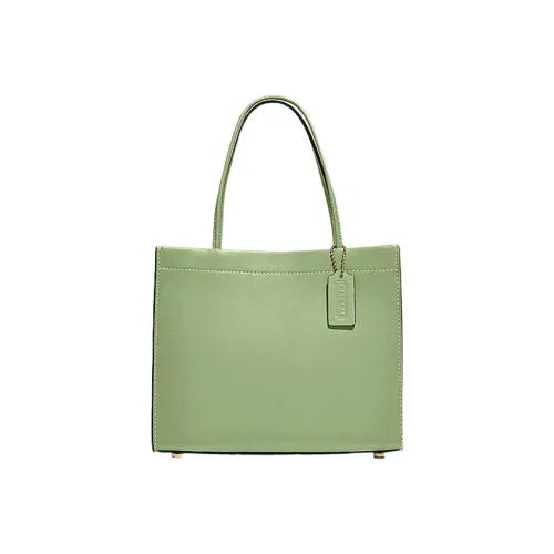 COACH Cashin Leather Tote Bag, Shopping Bag, Handbag, Crossbody Bag Trumpets Women's Sage Green