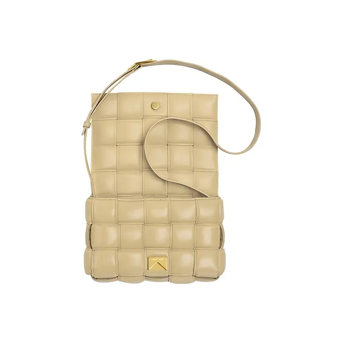 Bottega Veneta Padded Intreccio Cassette Crossbody Bag Porridge-2