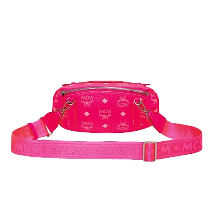 MCM Essential Visetos Origina Fabric Fanny Pack Crossbody Bags Small Size Women's Pink-4