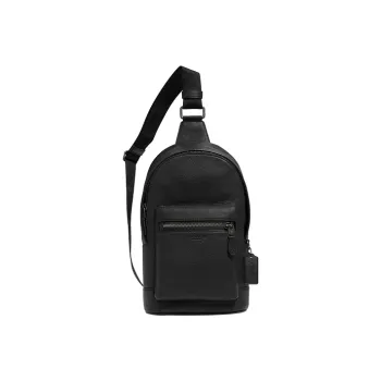 COACH West Delicate Pebbled Leather Sling Bag Crossbody Bag Shoulder Bag Small Size Men's Black