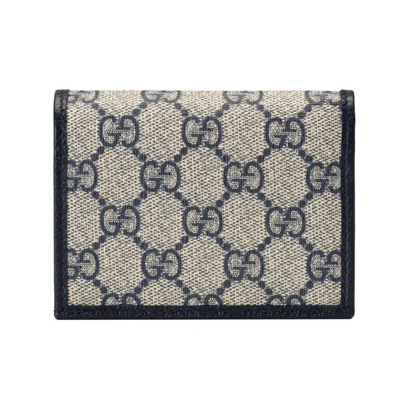 GUCCI Horsebit 1955 Canvas Double Fold Card Holder, Wallet Unisex Blue-2