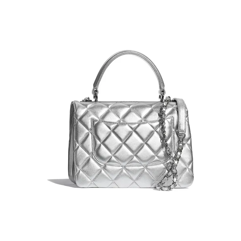 CHANEL Trendy Cc Lambskin Shoulder Bag, Crossbody Bag, Handbag Trumpets Women's Silver-1