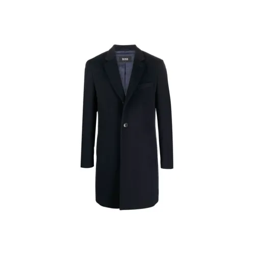 HUGO BOSS Coats Men Navy Blue