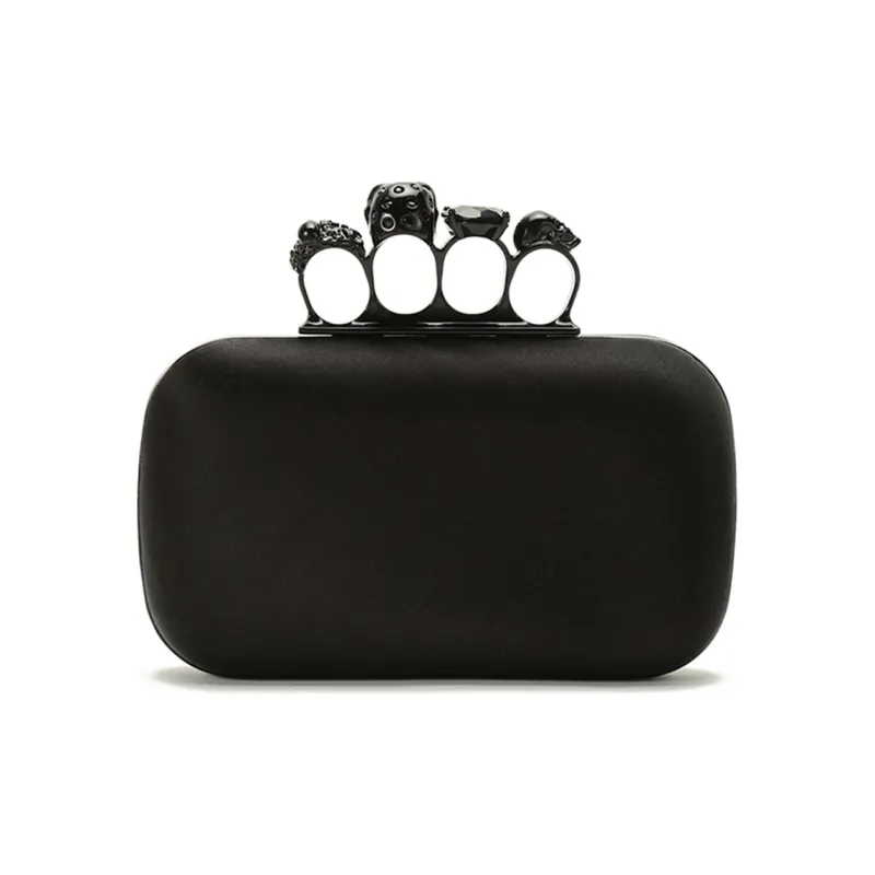 Alexander McQueen Fabric Clutch Women's Black-3