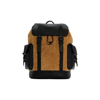 COACH Hudson Wool Backpack Regular Men's Brown Yellow