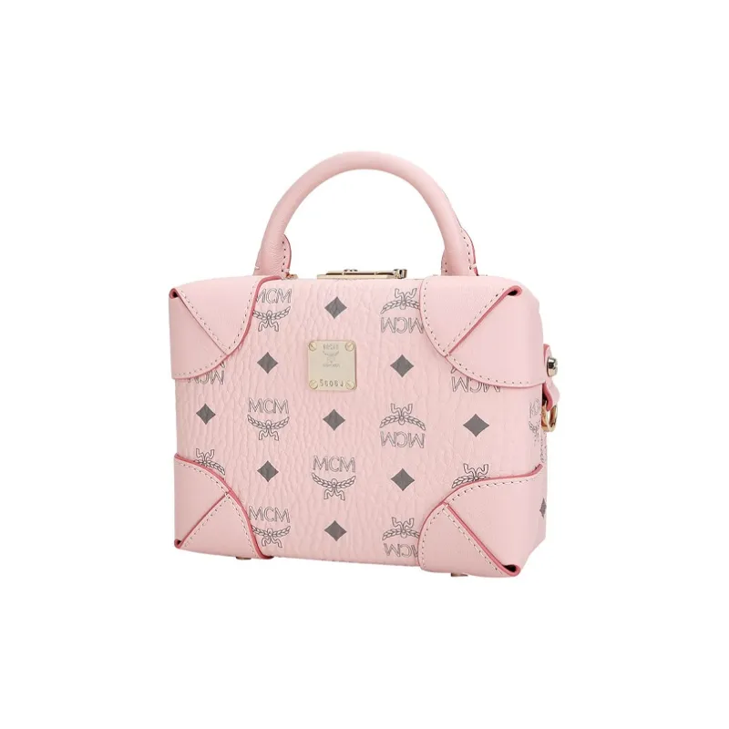 MCM Soft Berlin Visetos Polyester Shoulder Bag Small Size Women's Pink-1