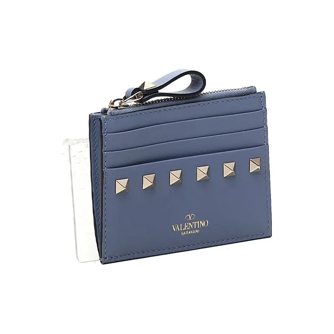 Valentino Leather Coin Purses Card Holders Regular Women's Gray Blue-1