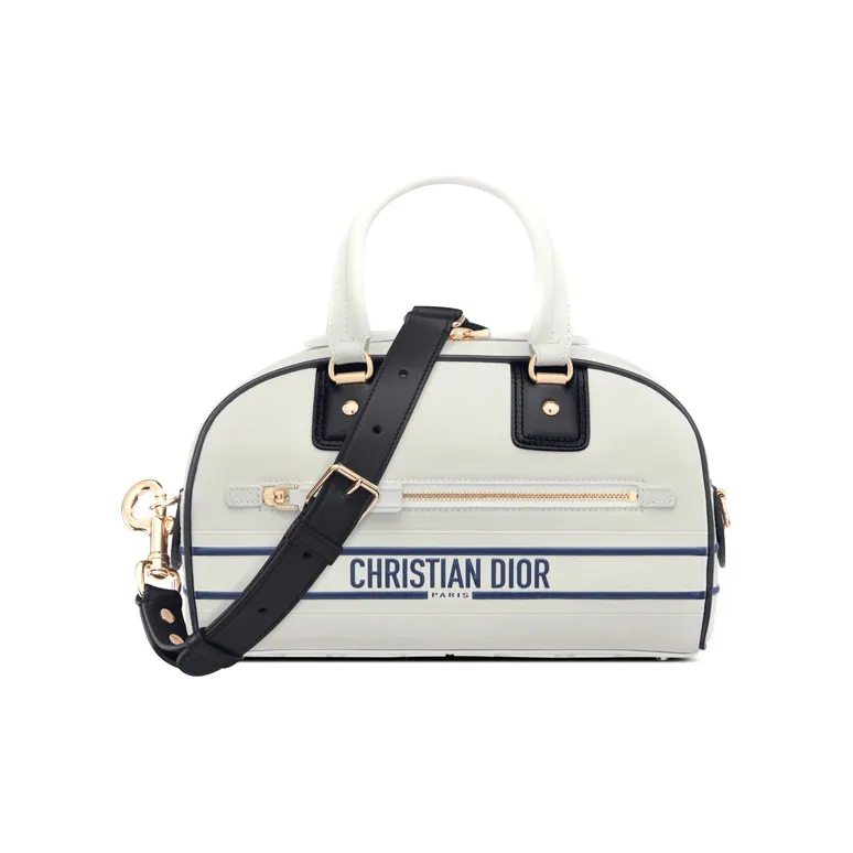 DIOR Smooth Cow Leather Bowling Bag, Shoulder Bag, Crossbody Bag, Handbag Trumpets Women's White-0