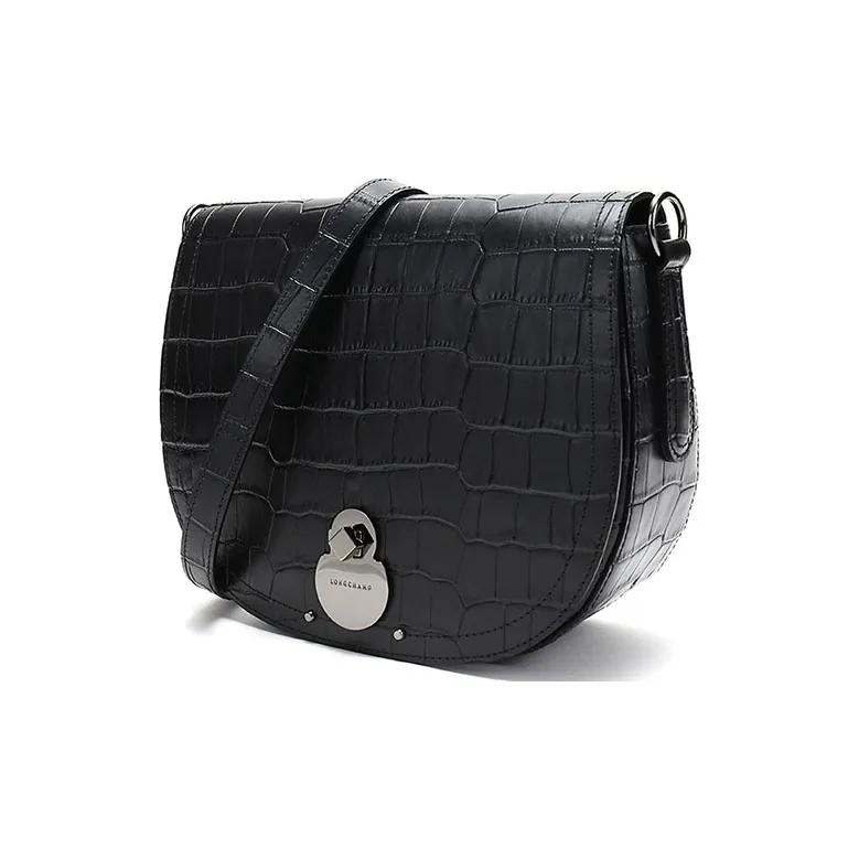 LONGCHAMP Le Pliage Cow Leather Messenger Bag Shoulder Bag Crossbody Bag Women's Black-1