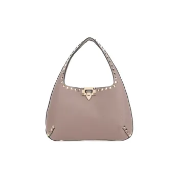 Valentino Grained Leather One Shoulder Handbags Women's Beige