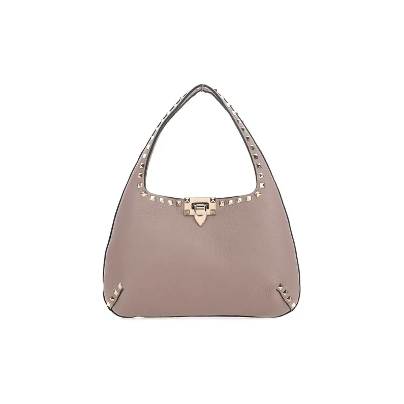 Valentino Grained Leather One Shoulder Handbags Women's Beige-0
