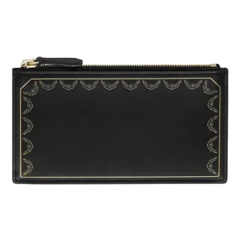 CARTIER GUIRLANDE Cow Leather Card Holder Women's Black