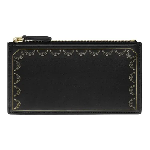CARTIER GUIRLANDE Cow Leather Card Holder Women's Black