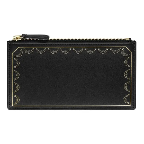 CARTIER GUIRLANDE Cow Leather Card Holder Women's Black-0