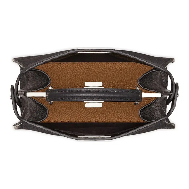 FENDI Peekaboo ISeeU Calfskin Trunk Bag, Shoulder Bag, Crossbody Bag, Handbag Trumpets Women's Black-3