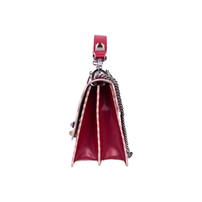 FENDI Kan I Leather Chain Bag, Handbag, Shoulder Bag, Crossbody Bag Women's Red-2